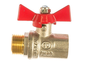 Кран шаровой (ручка-бабочка) 1/2" внутренняя - наружная резьба EU.ST1285030 12 (Арт.:EU.ST1285030 12