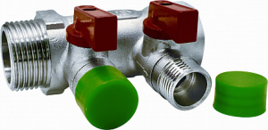 Коллектор с отсекающими шаровыми кранами 3 выхода 3/4" x 1/2" (Арт.:EU.ST3042135 3х34х12)