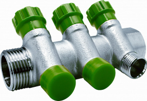 Коллектор с регулируемыми вентилями и переходами на наружную резьбу 4 выхода 3/4" x 1/2" EU.ST307814