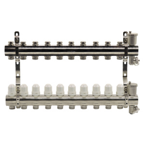 Блок коллекторный Kromwell с термостатическими вставками и запорными клапанами 1"x3/4"x10