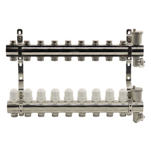 Блок коллекторный Kromwell с термостатическими вставками и запорными клапанами 1"x3/4"x9