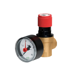 Клапан предохранительный 1/2", ВР, с манометром, 6 бар