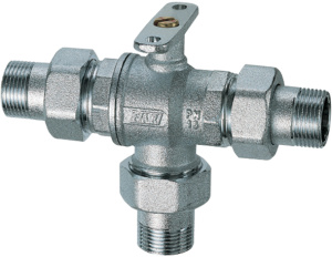 Кран шаровой 3-х ход., 1", НР-НР, зонный FAR