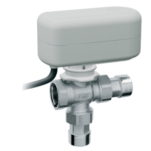 Кран шаровой 3-х ход., 4,8 куб.м/ч, 3/4" ВР-американки, с приводом арт.3071 (40сек, 24В)