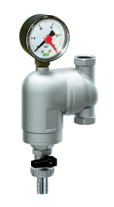 Фильтр с поворотным соединением, 1/2", ВР-ВР, 300 мкм, с манометром, Tmax: 95 °С, 25 бар FAR