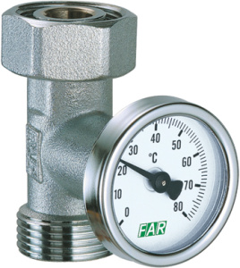 Вставка 3/4"EU, с термометром 0-80 _С, хромированная FAR