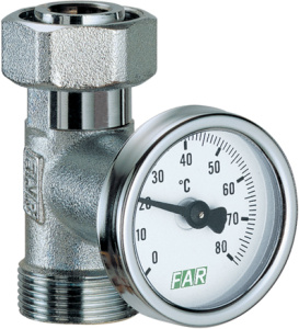 Вставка М24х19, с термометром 0-80 _С, хромированная FAR