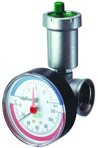 Хром. узел 1" с авт.воздухоотвод., термоманом.(0-10бар, 0-120гр.) и заглушкой