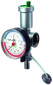 Хром. узел 1" (ВР-ВР) с авт.воздухоотвод., термоман. (0-10 бар, 0-120 С) и слив.кр.