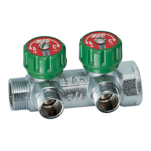 Коллектор регулирующий 1" (ВР-НР) с 2 отв. 3/4"EU с вставкой под плоское уплотнение