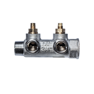 Коллектор регулирующий 3/4", ВР-НР, 2 отвода 1/2", НР, межосевое 45 мм FAR