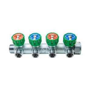 Коллектор регулирующий 3/4", ВР-НР, 4 отвода 1/2", НР, межосевое 45 мм FAR