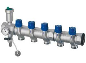 Коллектор запорный 1 1/2"(ВР-НР) с 6 отв. М33х1,5 для труб 20-26 мм