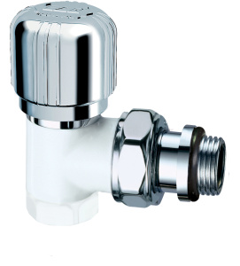 Вентиль термостатический угловой LadyFAR , 1/2" ВР (сереб.-бел.эмаль), EPDM