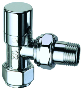 Вентиль запорный угловой 1/2" гайка М24х19 (серебро)