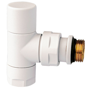 Вентиль запорный угловой 1/2", гайка М24х19, бел.матов.