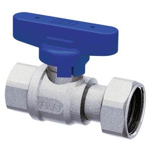 Кран шаровой хром. 1/2"ВР - 3/4"накид.гайка (бабочка, син.)