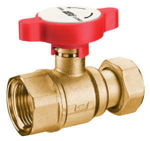 Кран шаровой 3/4, латунный, с накид.гайкой 1, синяя ручка