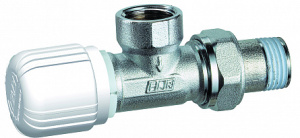 Вентиль термостатический угловой, с горизонтальной буксой, 1/2", ВР FAR