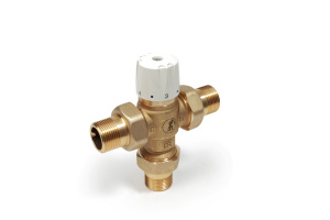 Термостат.смесит.клапан для ГВС, 1” - Kv 5,0, защита от ожога, отводы с накид.гайками, нехромир.