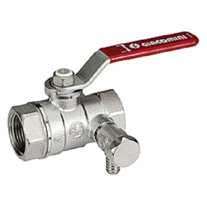 Кран шаровой со сливом, стандартный проход, 1”, сливной кран 1/4”, ручка-рычаг, красная, ВР-ВР, хр