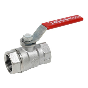 Кран шаровой со сливом, стандартный проход, 1 1/4”, сливной кран 3/8”, ручка-рычаг, красная, ВР-ВР