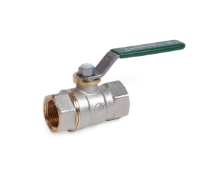 Кран шаровой для питьевой воды, 3/4", ручка-рычаг зеленая, ВР-ВР, хромированный