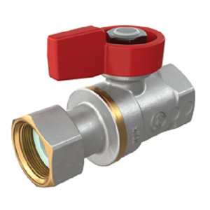 Кран шаровой для котлов и счетчиков, 1/2"F x 1/2", ручка-флажок, красная, ВР-отвод накидная гайка