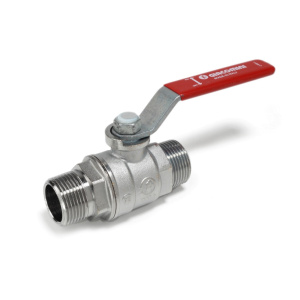 Кран шаровой, стандартный проход, 1 1/4”, ручка-бабочка, красная, НР-НР, хромированный