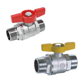 Кран шаровой, стандартный проход, 1 1/4”, ручка-бабочка, красная, НР-НР, хромированный