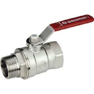 Кран шаровой, стандартный проход, 1 1/2”, ручка-рычаг, красная, ВР-НР, хромированный