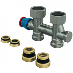 Узел нижнего подключения прямой, 3/4", 3/4" ЕК, для радиаторов и полотенцесушителей с термостатическим и отсечным клапаном.