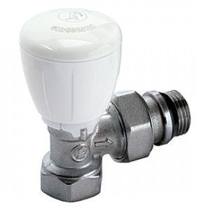 Клапан термостатический микрометрический угловой, хромированный, отвод с герметичной прокладкой, 3/4