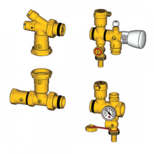 Комплект арматуры для коллекторов теплого пола, Для создания коллекторного узла низкой температуры