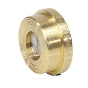 Клапан обратный межфланцевый, дисковый пружинный, корпус из латуни, диск из нержавеющей стали, DN25