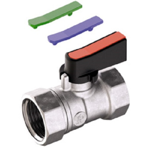 Кран шаровой мини, 1/2”, ручка-пластиковый флажок с набором вставок, ВР-ВР, хромированный