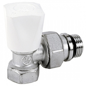 Клапан ручной угловой компактной серии, хромированный, отвод с герметичной прокладкой, 1/2" без упл