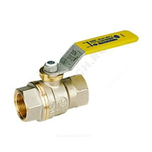 Кран шаровой для газа, полнопроходной, 1”, ручка-рычаг, желтая, ВР-ВР, никелированный
