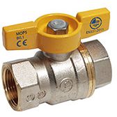 Кран шаровой для газа, полнопроходной, 1 1/4”, ручка-бабочка, желтая, ВР-ВР, никелированный