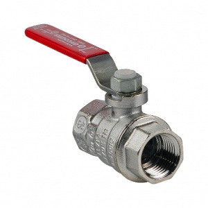 Кран шаровой, полнопроходной, 1/4”, ручка-рычаг, красная, ВР-ВР, хромированный