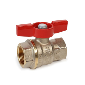 Кран шаровой с шаром DADO, полнопроходной, 1/2", ручка-бабочка, красная, ВР-ВР, никелированный