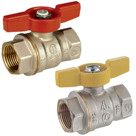 Кран шаровой с шаром DADO, полнопроходной, 3/4", ручка-бабочка, красная, ВР-ВР, никелированный