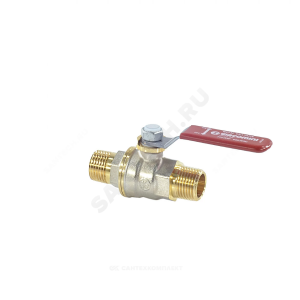 Кран шаровой с шаром DADO, полнопроходной, 1/2", ручка-рычаг, красная, НР-НР, никелированный