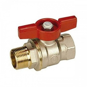 Кран шаровой с шаром DADO, полнопроходной, 3/8", ручка-рычаг, красная, ВР-НР, никелированный