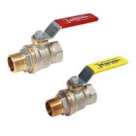 Кран шаровой с шаром DADO, полнопроходной, 1", ручка-рычаг, красная, ВР-НР, никелированный