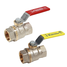 Кран шаровой с шаром DADO, полнопроходной усиленный, 1", ручка-рычаг, красная, ВР-ВР, никелированный