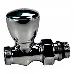 Клапан прямой ручной для полотенцесушителя, глянцевый хром, НР 1/2" x 16