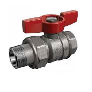 Кран шаровой хром., ручка-бабочка, 1 1/4"(вр-американка)