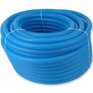 Труба гофрированная для 25-й полимерной трубы, ПНД, бухта 30 м, цвет синий Gekon