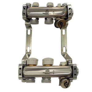 Коллекторный блок с балансировочными и термостатическими клапанами 1"x3/4"EU x2, комплекте ручн.воздухоотводчик, сливн.кран